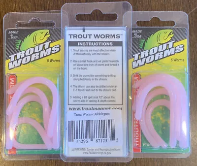 3 Packs Trout Magnet Trout Worms Bubblegum • $9.99