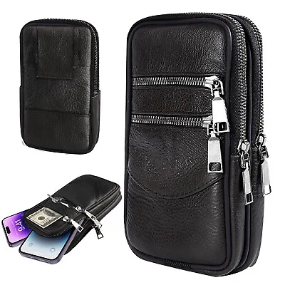 Cell Phone Holster Pouch Leather Wallet Case With Belt Clip For IPhone Samsung • $10.99