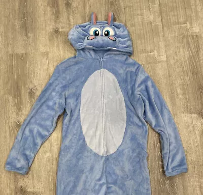 Briefly Stated Mens Size M One Piece Body Suit Pj Pajama Hippo Blue Soft Cute • $28.99