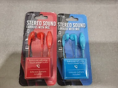 VIBE Sound Stereo Sound Earbuds With Microphone Red And Blue 2 Packs • $8.99