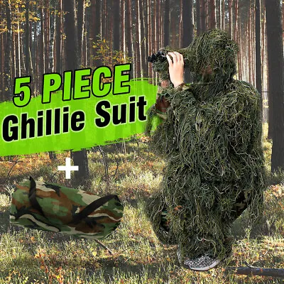 £29.99 • Buy Adults Ghillie Burlap Suit 3D Woodland Camouflage Forest Hunting Forest Sniper