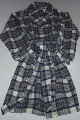 NWT L.L. Bean Scotch INDIGO TARTAN PLAID PORTUGUESE Cotton FLANNEL Robe Men's L • $54.99