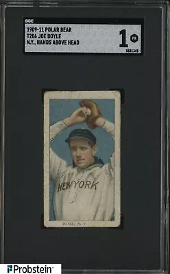 T206 Joe Doyle Hands Over Head New York Polar Bear Back SGC 1 Pr • $81