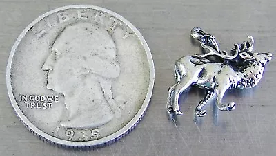 Vintage Sterling Silver Charm 3D Moose Reticent Antlers Wild Gaunt Slow-Moving  • $9.50