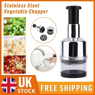 Manual Hand Press Garlic Onion Vegetable Food Chopper Cutter Processor Dicer • £6.78