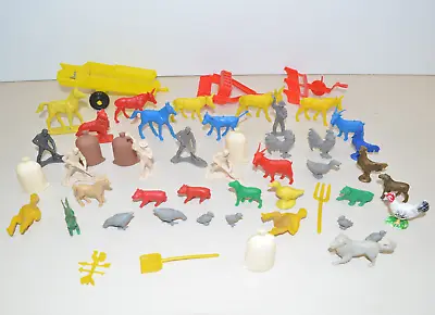 Vintage 1960s MARX MPC FARM PLAYSET Figures & Parts Lazy Day Plastic Farmers • $23.10