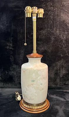 Vtg Marbro Under Labs Lamp Hand Painted Porcelain W/Enameled Flowers/Brass/Wood • $224.99