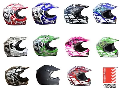 Kids Youth Motocross Helmet Peewee Dirt Bike Helmet Quad  Red Blue Black Green • $54.95
