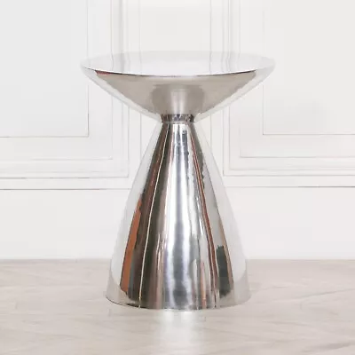 £122.50 • Buy Hourglass Style Cast Aluminium Side Table With Chrome Finish