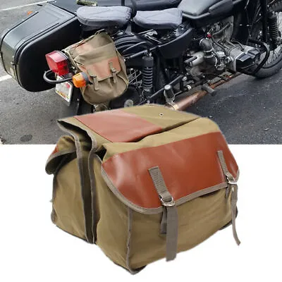 Universal Brown Motorcycle Saddle Bag Travel Tool Storage Canvas Pouch Box • $21.31