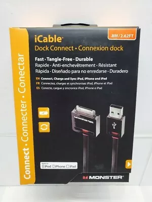 Monster ICable .8M IPad IPod IPhone Dock Connect To USB Cable 2.62Ft  • $7.95