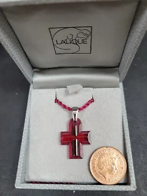 Lalique Deep Pink/Red Cross Necklace. New • £135