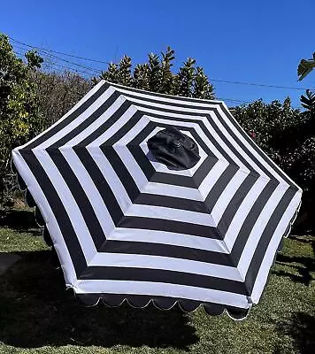 DECRO Black/White Scalloped Edge Replacement Edge Umbrella Canopy For 9ft 6 R... • $45.86