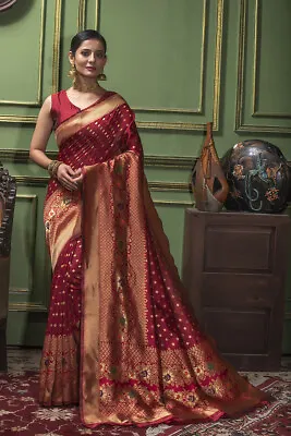 $58 • Buy Bollywood Beautiful Party Saree Wedding Designer Banarasi Silk Fabric Zari Sari