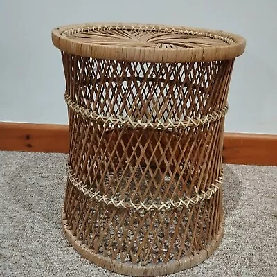 Vintage Plant Stand Wicker Tiki Indoor Boho Pot Holder Jardiniere Rattan Wooden • £45