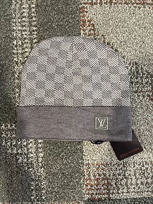 Louis Vuitton Beanie One Size Hat Grey Wool Gray LV Logo • $49