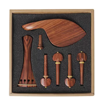 4/4 Full Size Violin Accessories Kit Rosewood Pegs Tailpiece Chin Rest End Pin • $29.99