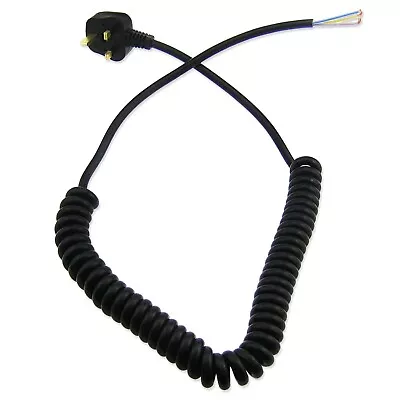 13 Amp HEAVY DUTY CABLE COILED CURLY MAINS FLEX 13a C/W  MOULDED 3 PIN UK PLUG • £20.50