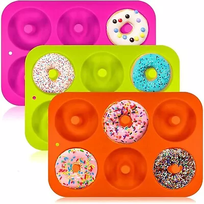$18.99 • Buy 3Pcs Silicone Donut Mold Muffin Chocolate Cake Cookie Doughnut Baking Mould Tray
