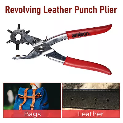 Hole Making Revolving Punch Plier For Leather Belts Eyelet Tool 6 Sizes Amtech • £5.39