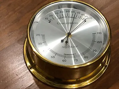 Maximum ComfortMinder Humidity & Temperature Instrument | Brass W/Silver Dial • $59.99