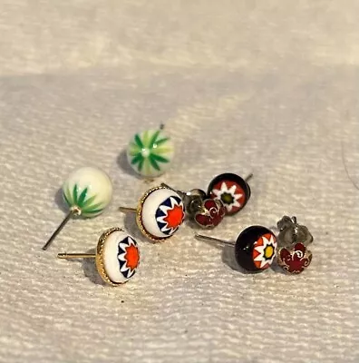 Vintage LOT Millefiori Glass Earrings Studs • $39.99