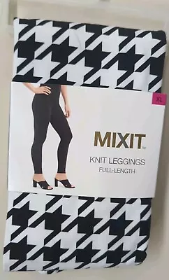 MIXIT Knit Leggings Full-Length XL Houndstooth Black/White • $22