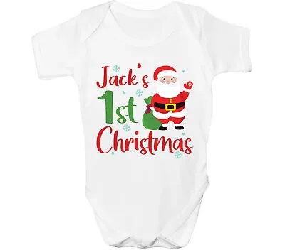 Personalised First Christmas Baby Grow Suit 1st Santa Boys Girls Any Name Gift • £6.99