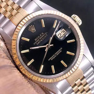 Rolex 16013 Black Dial Automatic DateJust 36mm Watch • $9492