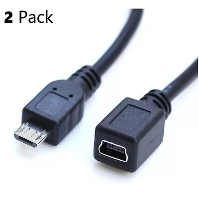 2x Micro USB To Mini USB Adapter Cable Micro USB B Male To Mini USB 5 Pin 1.5ft • $7.19