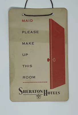 Vintage Cardboard Sign Sheraton Hotels Maid Please Make Up Room - Midcentury MCM • $15.96