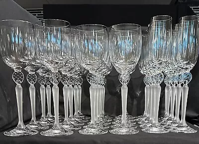 28 Pcs Mikasa Crystal Glasses  Moonlight Frost  Water Wine Champagne $3.53ea • $99.99