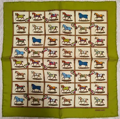 HERMES Petit Carre 45 Vintage Silk Scarf 48 Horses Horse 42cm Excellent No Box • $162