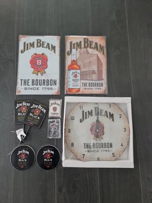 $119.99 • Buy Jim Beam Metal Tin Signs Clock Hooks Bar Shed & Man Cave Signs Jimbeam Black