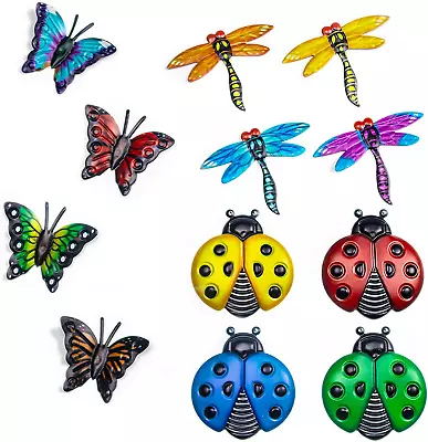 Metal Butterfly Wall Decor 4 Butterflies And 4 Dragonfly 4 Ladybugs Wall Decor • $21.35