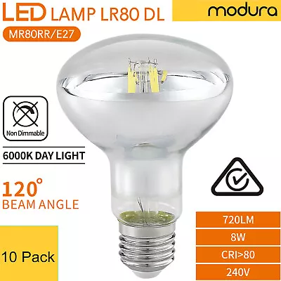 10x R80 E27 8W 6000K 720lm Daylight Reflector LED Filament Bulb Lamp ES Globe  • $109.99