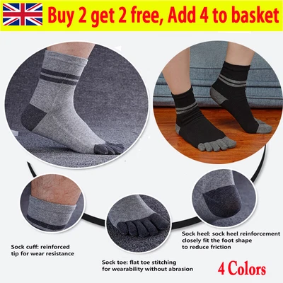 £5.99 • Buy 1Pair Mens Five Finger Toe Orthopedic Compression Socks Cotton Casual-Breathable