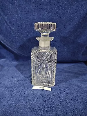 Vintage Clear Cut Crystal Square Decanter With Stopper 8  • $50