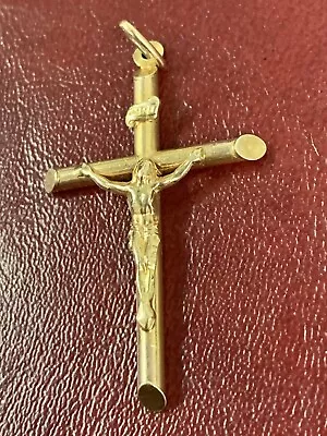 375 9ct 9K Gold Necklace 2g Yellow Gold Cross Crucifix Jesus • £70