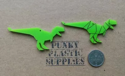 2x Origami T-REX Laser Cut Acrylic Pendants/ Cabochons/ Jewellery Making • £2