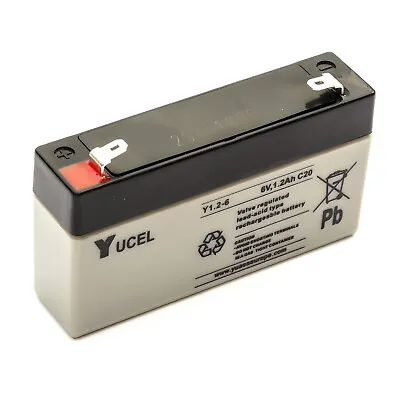 Yucel Yuasa Y1.2-6 Sealed Lead Acid Battery 6v 1.2ah Backup Burglar Alarm Panel • £9.99