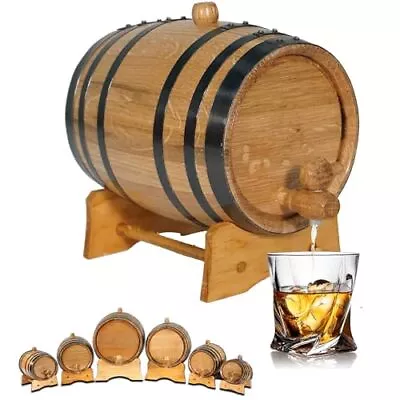 2 Liter Oak Aging Barrel With Wood Stand Bung & Spigot - Mini Whiskey Barrel... • $84.23