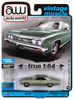 Auto World 64382 1:64 Vintage Muscle 1967 Chevy Chevelle SS Series B Green • $12.75