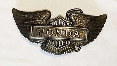 Vintage 1970s Honda Motorcycles Biker Belt Buckle Eagle Wings Brass • $25