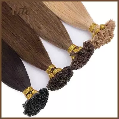 U Tip Hair Extensions Human Real Remy Hairpieces Pre Bonded Fusion Hair Capsules • $132.96