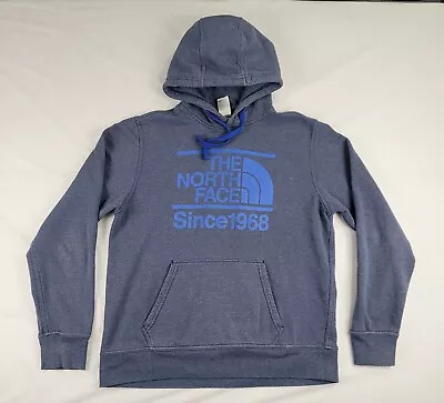 The North Face Mens Pullover Hoodie Large Blue Gray Drawstring Logo Hooded • $14.99