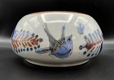 Ken Edwards Tonala Mexican Pottery Planter Bowl Blue Birds & Butterflies Mexico • $38.40