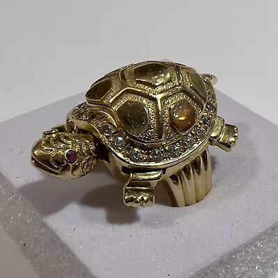 14kt Gold Ring - Turtle With Moving Parts Opening Shell Size 4.75 Animal Ring • $102.50