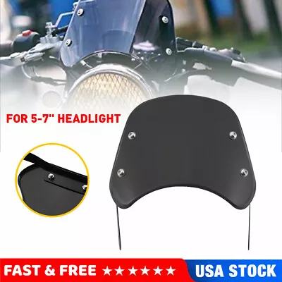 Universal Retro Black Motorcycle Headlight Windshield Windscreen Fairing 5-7'' • $21.99