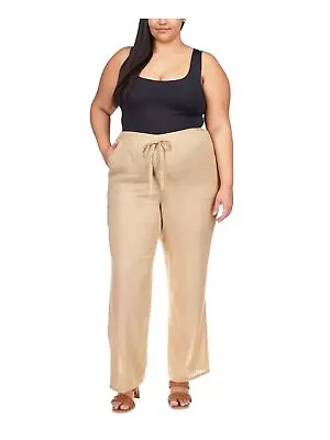 MICHAEL MICHAEL KORS Womens Beige Elastic Waist Straight Leg Pants Plus 0X • $9.99